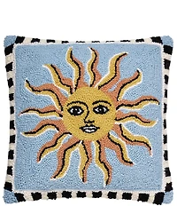 Peking Handicraft Celestial Sun Wool Hook Square Pillow