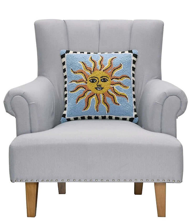 Peking Handicraft Celestial Sun Wool Hook Square Pillow