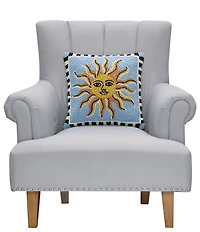 Peking Handicraft Celestial Sun Wool Hook Square Pillow