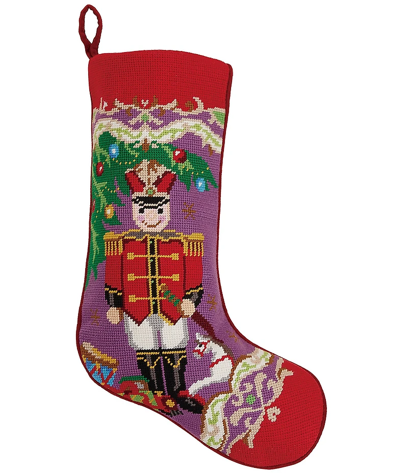 Peking Handicraft Christmas Soldier Embroidered Needlepoint Holiday Stocking