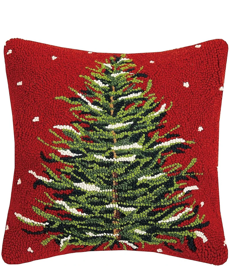 Peking Handicraft Christmas Tree Hook Wool Pillow
