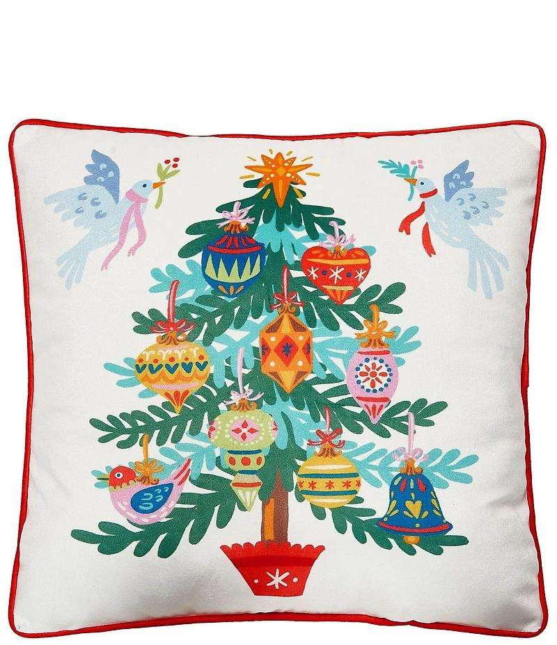 Peking Handicraft Christmas Tree Printed Velvet Pillow