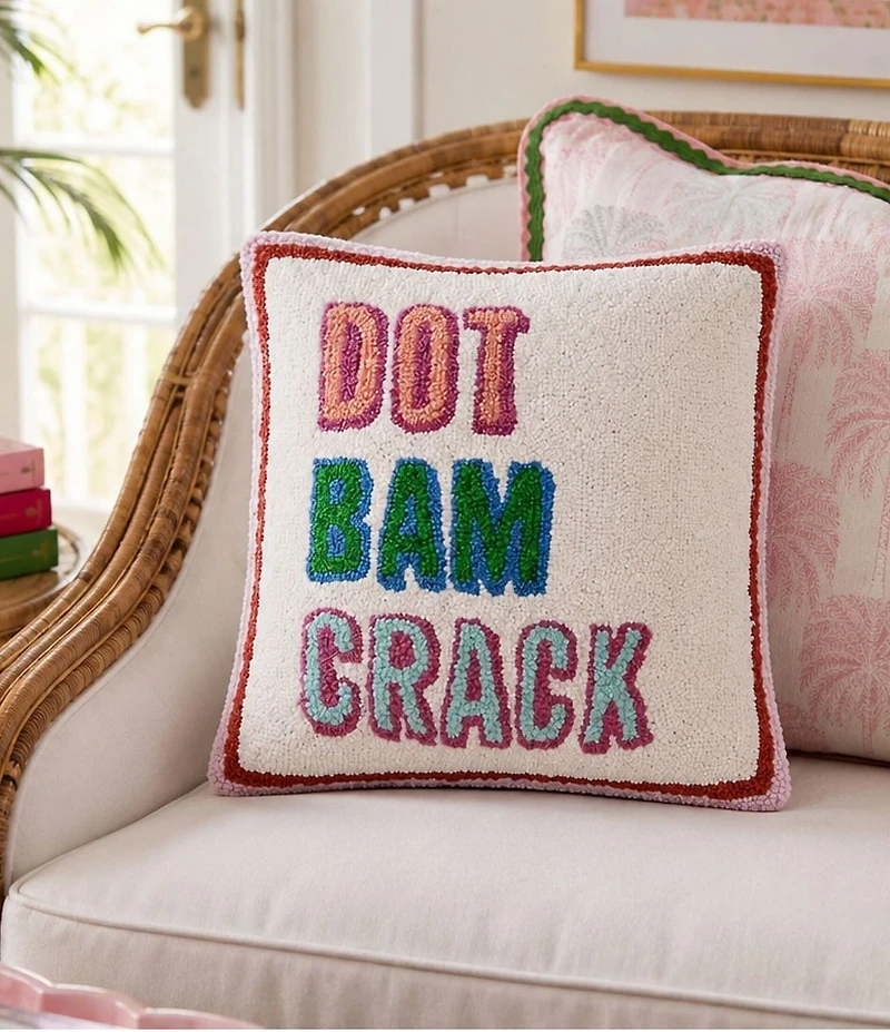 Peking Handicraft Dot Bam Crack Wool Hook Throw Square Pillow