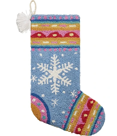Peking Handicraft Fair Isle Snowflake with Tassels Hooked Wool Stocking
