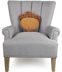 Peking Handicraft Fall Festive Collection Acorn-Shaped Wool Hooked Pillow
