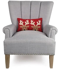 Peking Handicraft Felt Reindeer Embroidered Pillow
