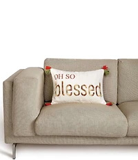 Peking Handicraft Festive Fall Collection Oh So Blessed Embroidered Tasseled Pillow