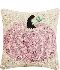 Peking Handicraft Festive Fall Collection Pink Pumpkin Hook Wool Pillow