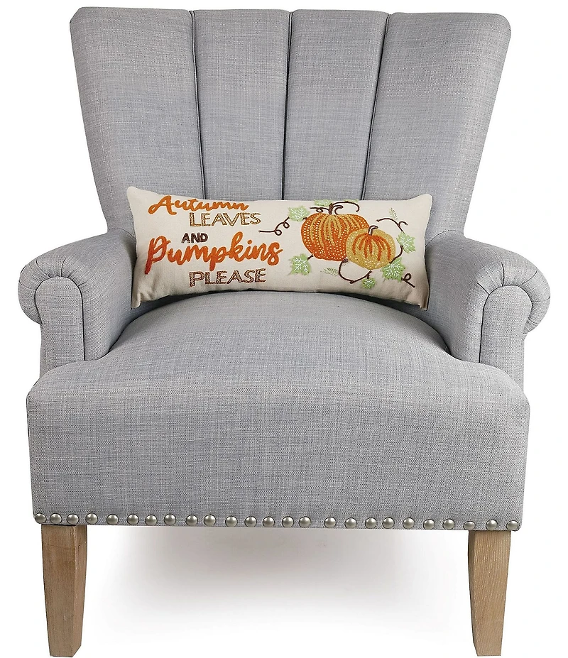 Peking Handicraft Festive Fall Collection Pumpkins Embroidered Bolster Pillow