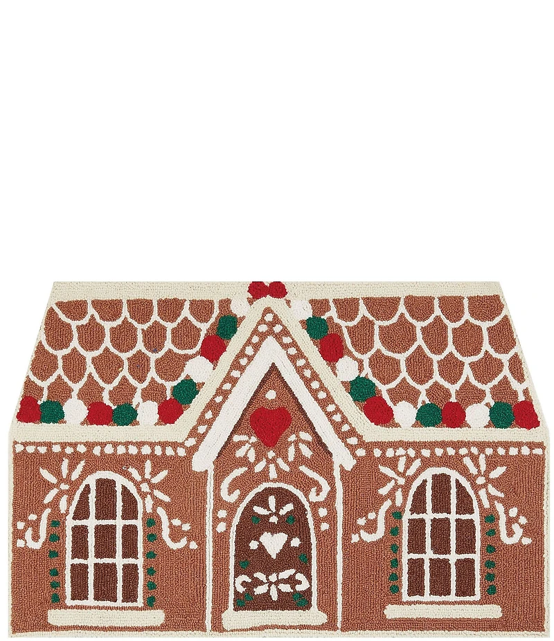 Peking Handicraft Gingerbread House Hooked Wool Rug
