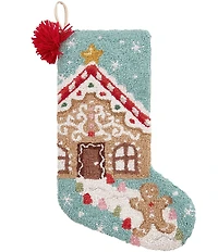 Peking Handicraft Gingerbread with Tassel Hooked Wool Holiday Stocking