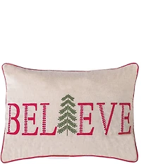 Peking Handicraft Holiday Collection Christmas Believe Embroidered Lumbar Pillow