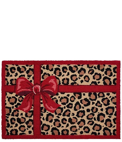 Peking Handicraft Holiday Collection Hooked Wool Leopard Christmas Rug