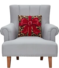 Peking Handicraft Holiday Collection Leopard Present Hooked Wool Pillow