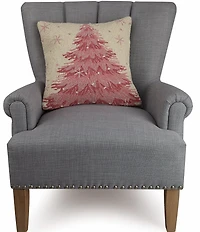 Peking Handicraft Holiday Collection Pink Christmas Tree Hooked Wool Pillow