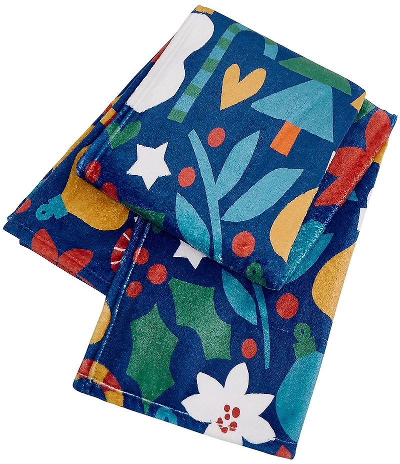 Peking Handicraft Holiday Icons Printed Plush Throw Blanket