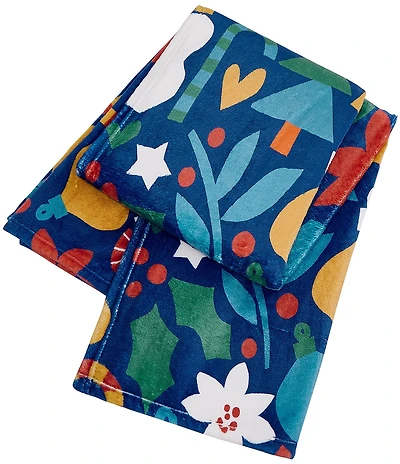 Peking Handicraft Holiday Icons Printed Plush Throw Blanket