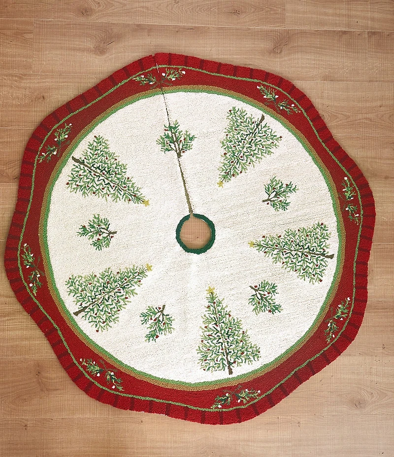 Peking Handicraft Holiday Pine Wool Hook Tree Skirt