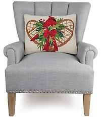 Peking Handicraft Holiday Woods Snowshoes Hook Wool Pillow