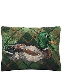 Peking Handicraft Mallard Plaid Wool Hook Throw Pillow