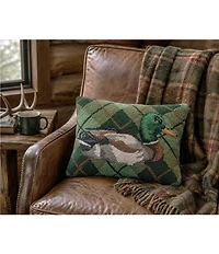 Peking Handicraft Mallard Plaid Wool Hook Throw Pillow