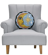 Peking Handicraft Moon Slice Wool Hook Round Pillow