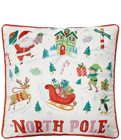 Peking Handicraft North Pole Printed Velvet Pillow