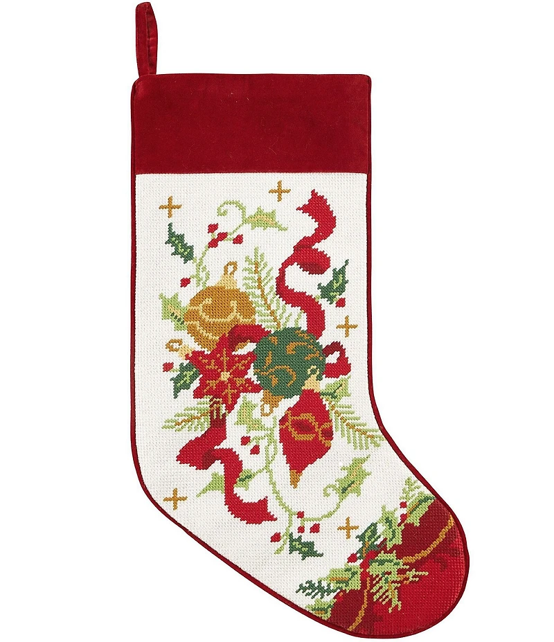 Peking Handicraft Nostalgic Ornaments Embroidered Needlepoint Holiday Stocking