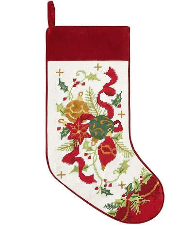 Peking Handicraft Nostalgic Ornaments Embroidered Needlepoint Holiday Stocking