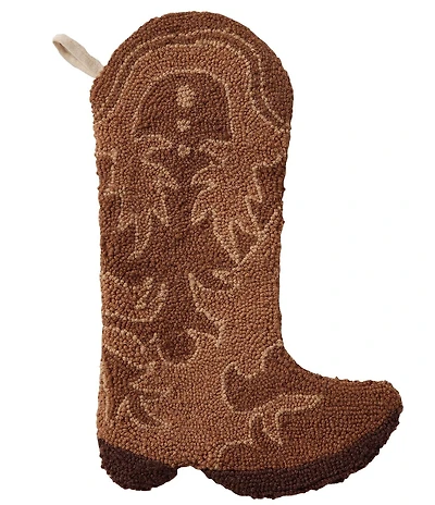 Peking Handicraft Cowboy Boot Hooked Wool Holiday Stocking