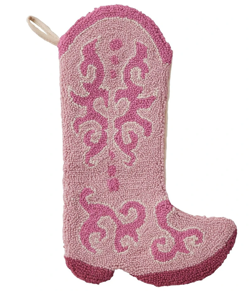 Peking Handicraft Cowboy Boot Hooked Wool Holiday Stocking