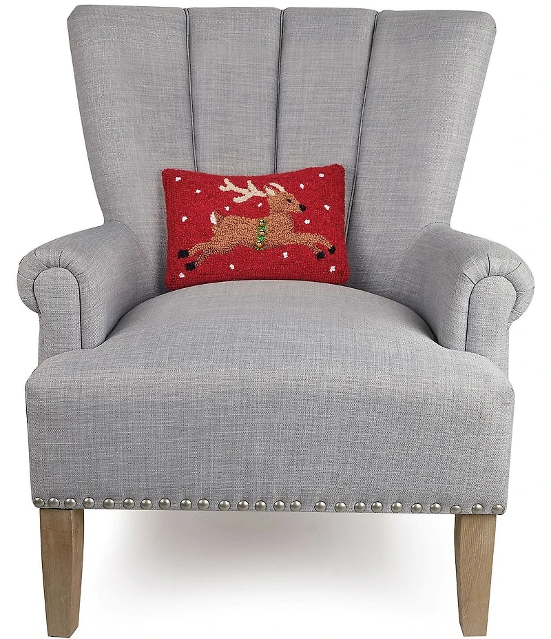 Peking Handicraft Reindeer With Bells Hook Pillow