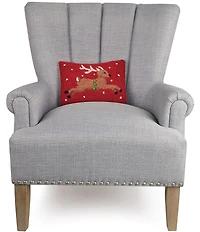 Peking Handicraft Reindeer With Bells Hook Pillow