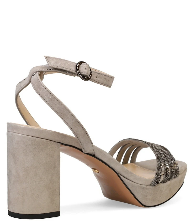 Pelle Moda Aliana Rhinestone and Shimmer Suede Dress Sandals