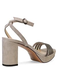 Pelle Moda Aliana Rhinestone and Shimmer Suede Dress Sandals
