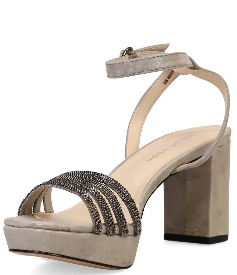 Pelle Moda Aliana Rhinestone and Shimmer Suede Dress Sandals