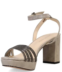 Pelle Moda Aliana Rhinestone and Shimmer Suede Dress Sandals