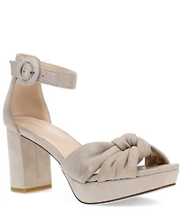 Pelle Moda Anesa Shimmer Suede Knotted Ankle Strap Platform Dress Sandals