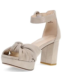 Pelle Moda Anesa Shimmer Suede Knotted Ankle Strap Platform Dress Sandals