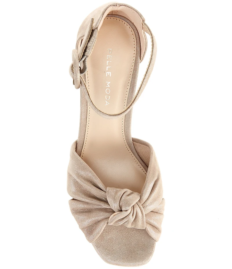 Pelle Moda Anesa Shimmer Suede Knotted Ankle Strap Platform Dress Sandals