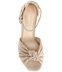 Pelle Moda Anesa Shimmer Suede Knotted Ankle Strap Platform Dress Sandals