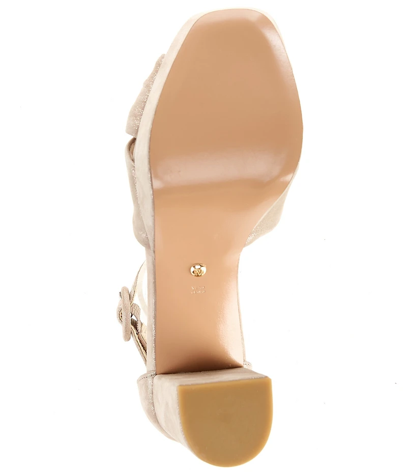 Pelle Moda Anesa Shimmer Suede Knotted Ankle Strap Platform Dress Sandals