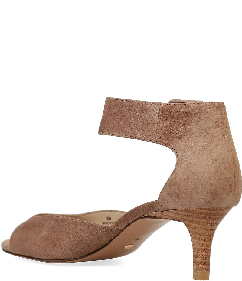 Pelle Moda Berlin Suede Ankle Strap Peep Toe Dress Sandals