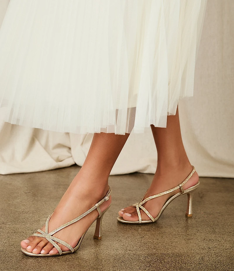 Pelle Moda Bracen Metallic Suede Rhinestone Dress Sandals