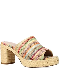 Pelle Moda Capree Woven Raffia Platform Espadrille Slide Sandals