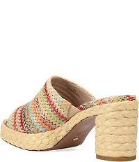 Pelle Moda Capree Woven Raffia Platform Espadrille Slide Sandals