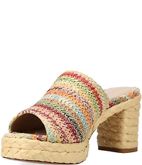 Pelle Moda Capree Woven Raffia Platform Espadrille Slide Sandals