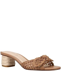 Pelle Moda Eaden Woven Raffia Bow Triangle Heel Slide Sandals