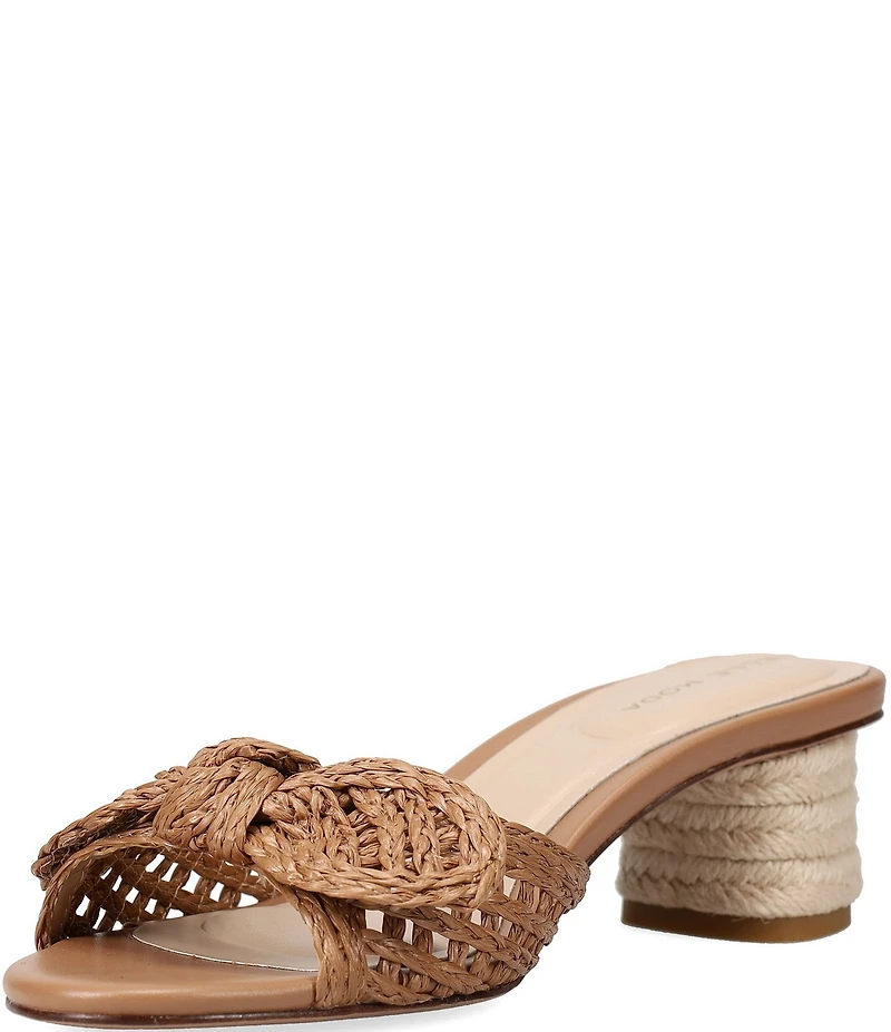 Pelle Moda Eaden Woven Raffia Bow Triangle Heel Slide Sandals