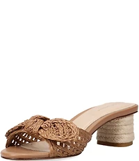 Pelle Moda Eaden Woven Raffia Bow Triangle Heel Slide Sandals